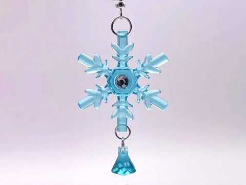 Elsa — Lego Holiday Earrings Transparent Blue Crystal Snowflakes