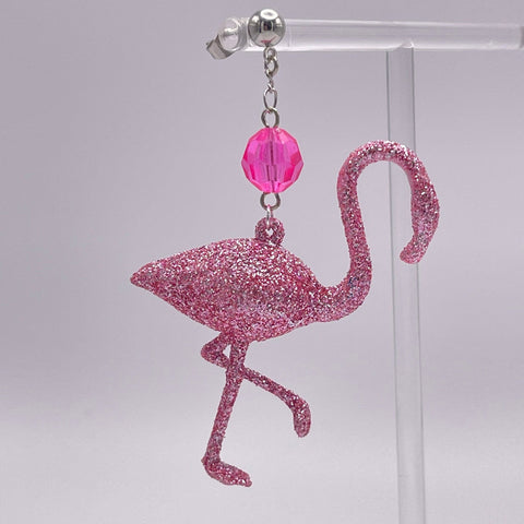 Dale — Disco Flamingo Glitter Statement Earrings